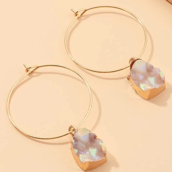 Anthropologie Jewelry - Best seller! Gold iridescent hoops. stud